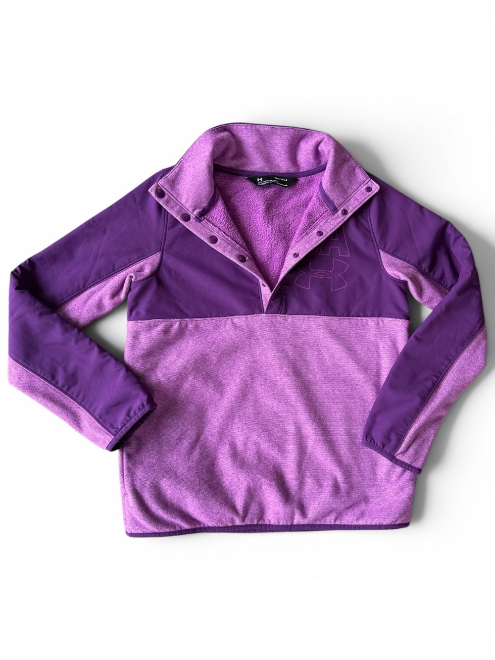Girl’s Under Armour Colorgeer Quarter Button Up Sweater Youth Large Purple